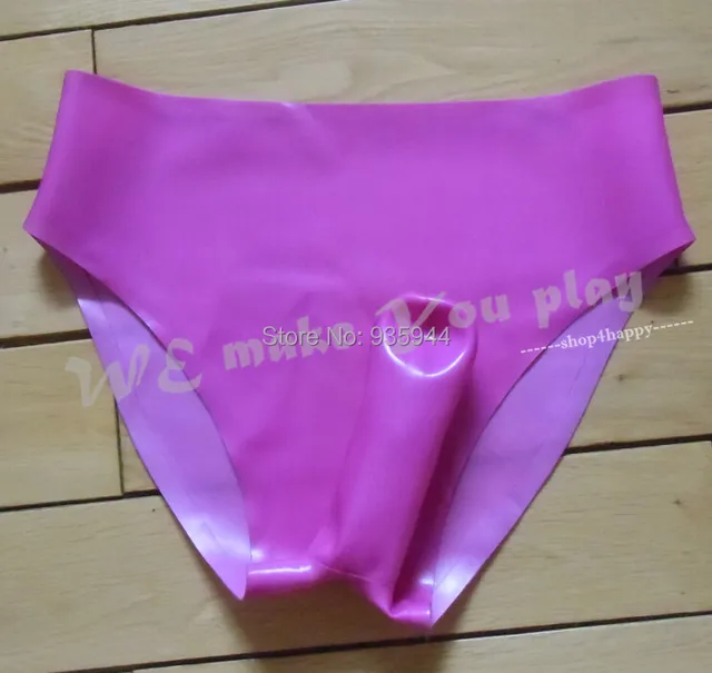 made to measure latex briefs lady`s briefs attached condom sheath latex