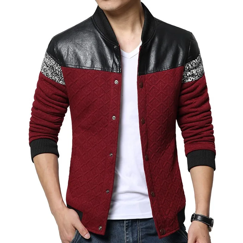 New 2015 Fashion Patchwork Stitching Slim Round Neck Down & Parkas Men Good Quality Warm Windproof Winter Jacket Men