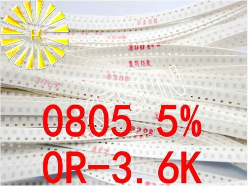 50 шт. = 2500 набор резисторов 0805 SMD в ассортименте 0R 3.6K Ом 5% образцов пакет для