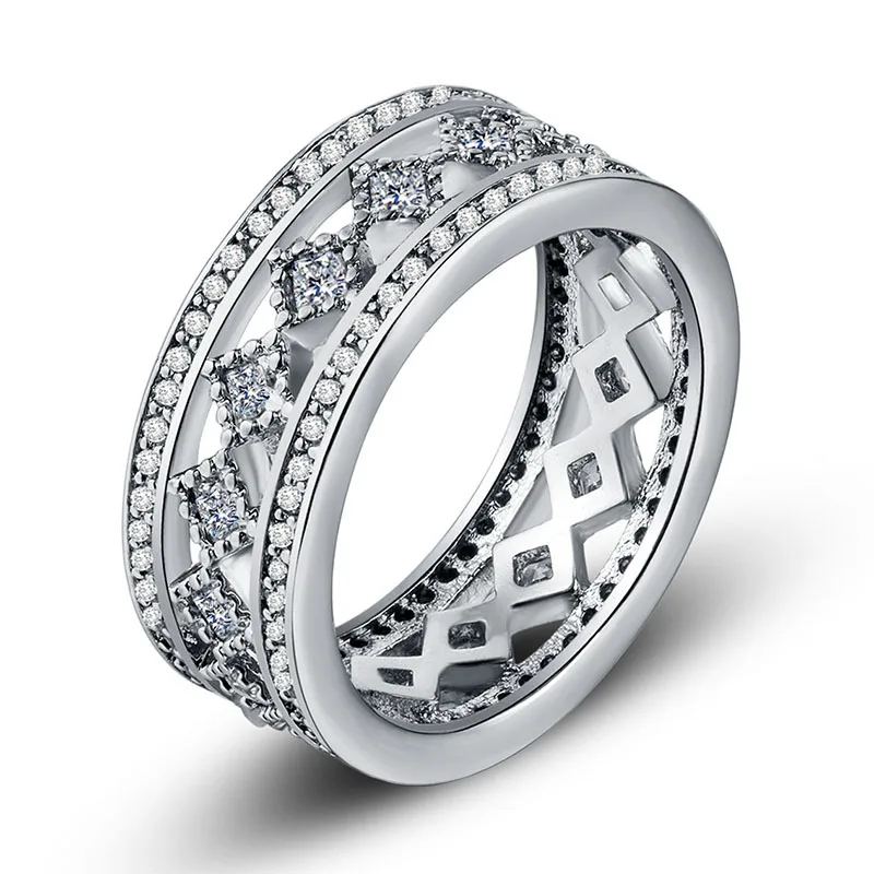 

MOONROCY Silver Color Cubic Zirconia CZ Rings Crystal Wedding Ring Party for Women Girls Gift Dropshipping Jewelry Wholesale