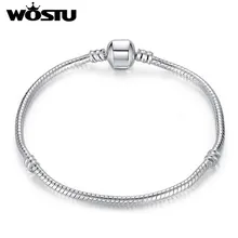 Gran oferta, cadena de serpiente de plata a la moda, abalorio europeo, Pulsera Original, brazalete, joyería para mujer, regalo al por mayor(China)