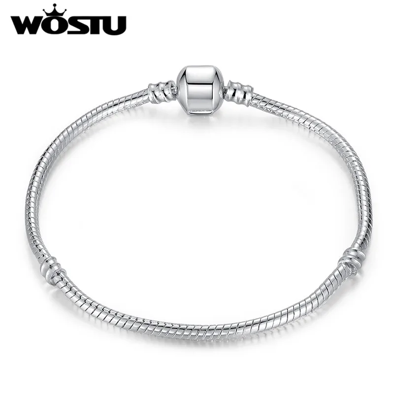 

Hot Sale Fashion Silver Snake Chain European Charm Bead Fit Original Bracelet Bangle Jewelry For Women Wholesale Gift