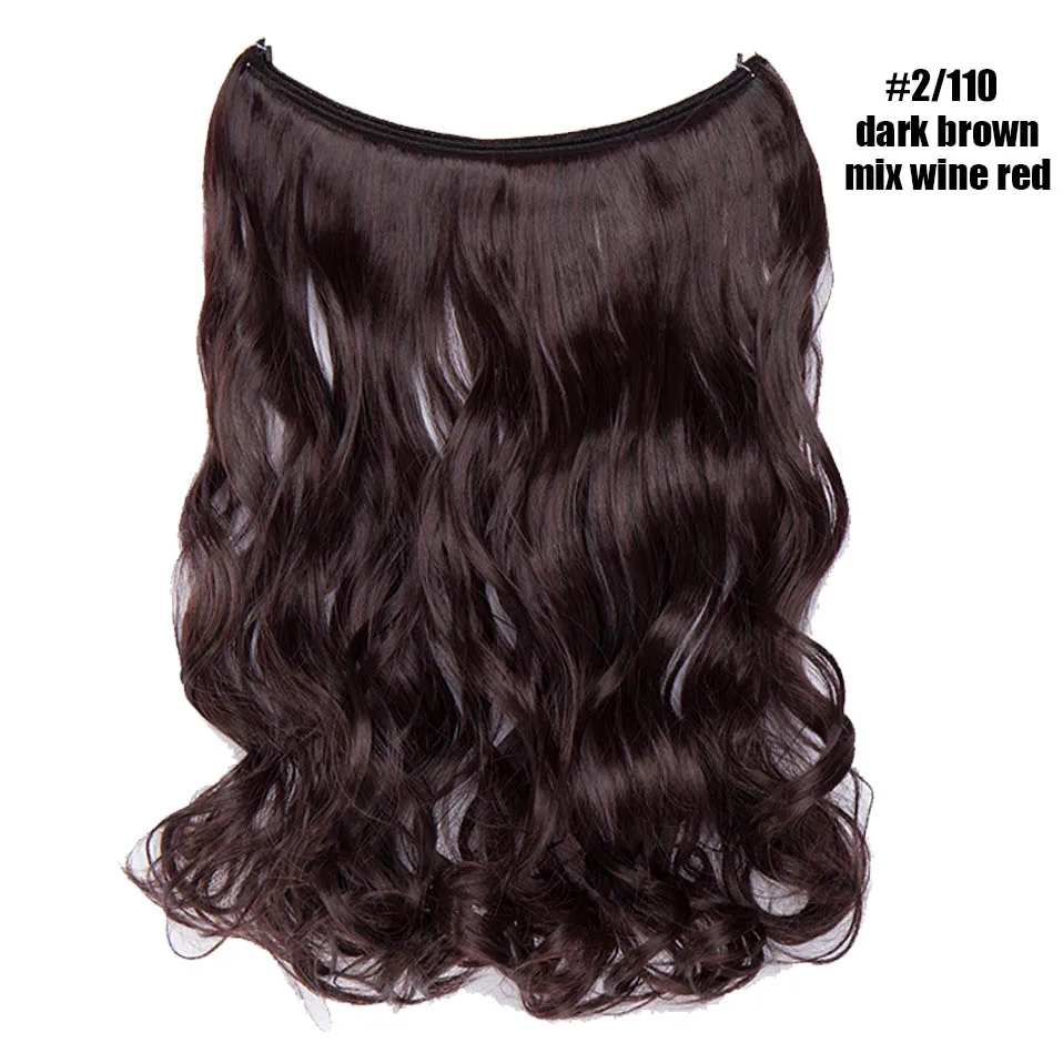 S-noilite длинные волнистые рыбий линии шиньоны невидимая проволока без зажимов в одном куске синтетические волосы для наращивания поддельные волосы для женщин - Цвет: 2-110