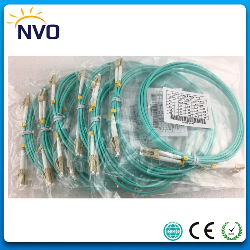 

10Pcs/Lot,2M,LC to LC OM3 Multimode 10G Fiber Patch cord Duplex MM 50/125um,PVC Jacket,3.0mm OM3-150 Fiber Optic Cable