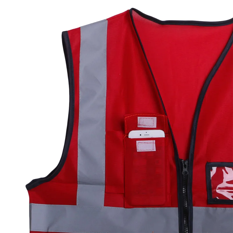 Multicolor Hi-Vis Safety Vest Reflective Jacket Security Waistcoat 5 Pockets