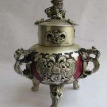 Рождественские украшения для дома+ китайский старинный тибетский, серебряный нефрит Лев дракон ладан горелка/курильница