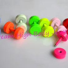 Неоновые серьги поддельные ушные вилки Красивая серьга в ухо красочный разноцветный пирсинг для тела ювелирные изделия 6 мм конфеты Корея 1,2 мм Бар выпечки отделка кости