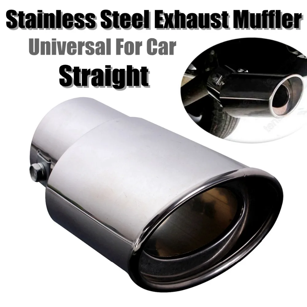 New Chrome Car Stainless Steel Rear Round Exhaust Pipe Tail Muffler For