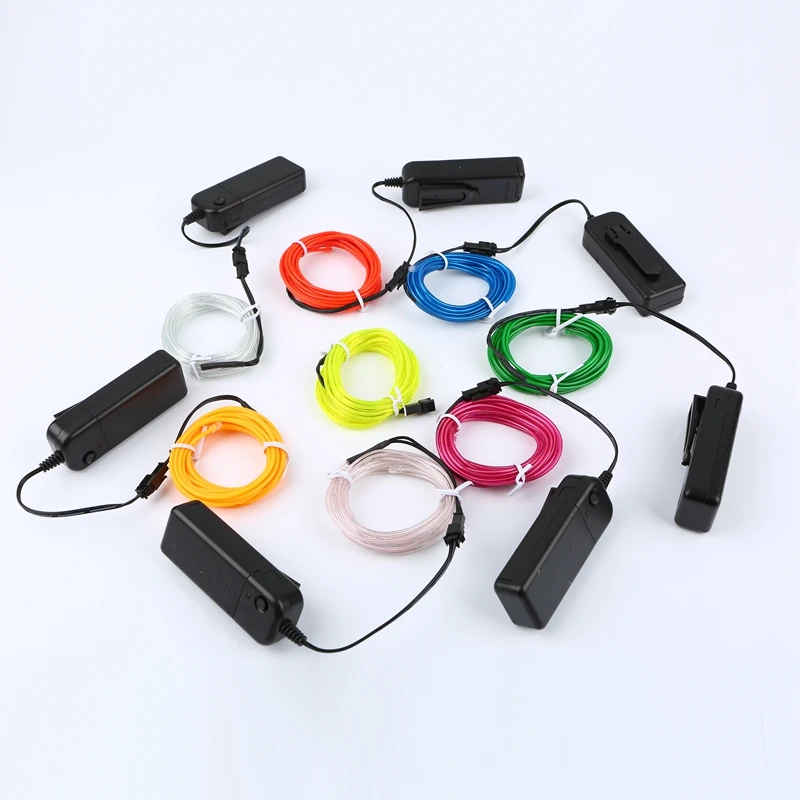 EL Wire 3V Battery Flexible led Light strip Tube waterproof Car Party Clothing Wedding el wire+ converter Flexible Neon Light