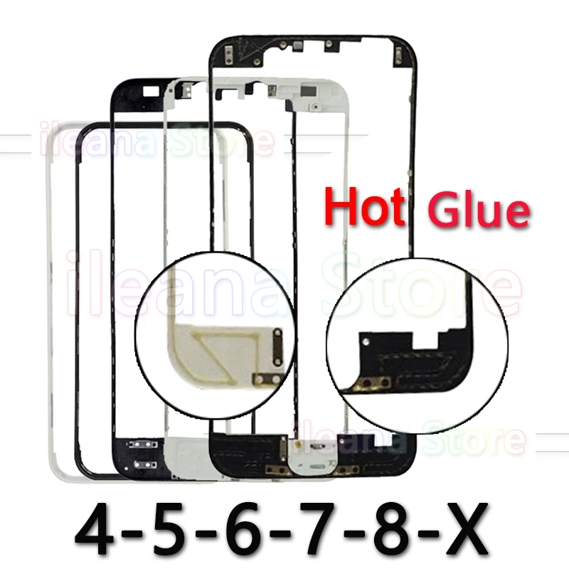 

For iPhone 5 5s 4 4s LCD Touch Screen Glass Display Front Frame Bezel With Hot Glue For iPhone 6 6s 7 8 Plus Parts Wholesale