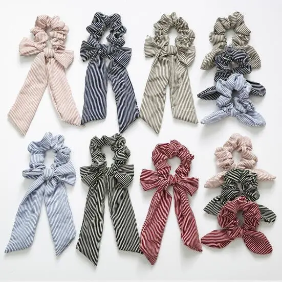 

2019 New Bow Streamers Hair Ring Fashion Ribbon Girl Hair Bands Scrunchies Ponytail Hair Bows Girl Holder Rope Hair Accessories