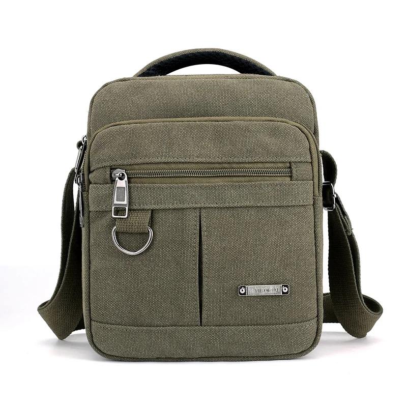  Preppy Style Flap Solid khaki Canvas Messenger Bag for Man New 2018 Fashion Crossbody Bag Multi-fun - 32921727161