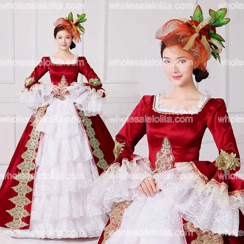 2017 Новый красный Вышивка Marie платье Антуанетты Гражданская война Southern Belle Платье