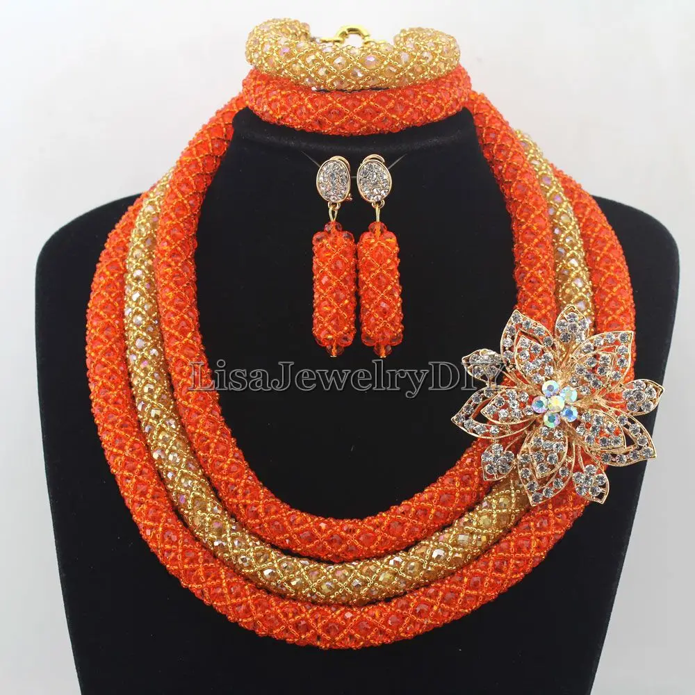 F Свадебный набор зеленых ювелирных украшений нигерийские Свадебные африканские бусы комплект ювелирных изделий Кристалл Для женщин новое ожерелье ShippingHD7580 - Окраска металла: F