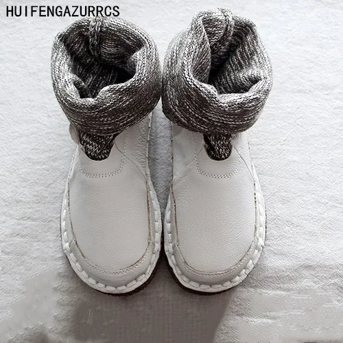 Online HUIFENGAZURRCS nuevas botas planas cómodas, zapatos hechos a mano puros, el arte retro mori chica zapatos de lana boca botas de tobillo botas redondas