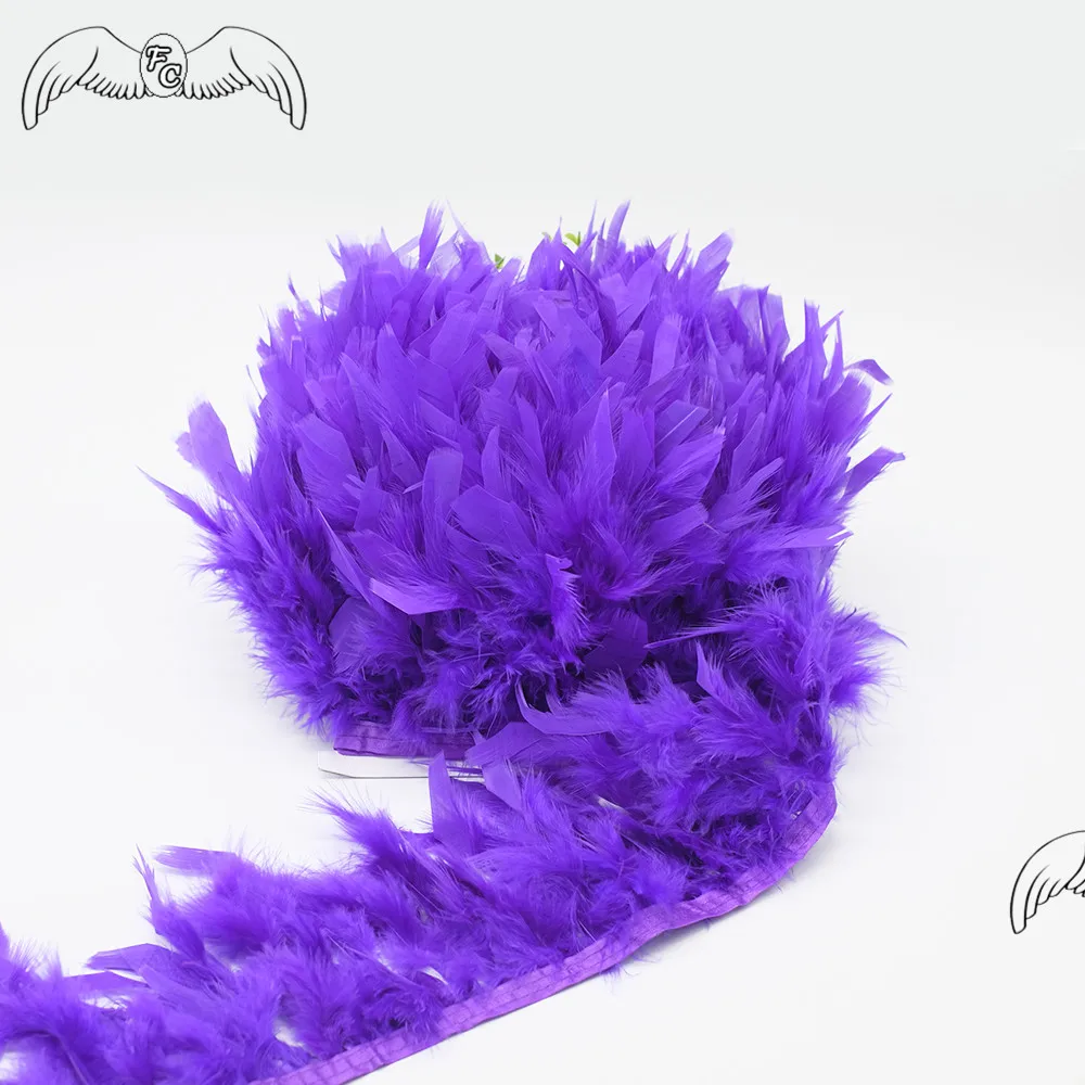 purple 5-10 метров, кожа, розовый, индейка, отделка перьями, бахрома, марабу, перьевая лента для свадебного платья/юбки/рукоделия, украшения - Цвет: purple