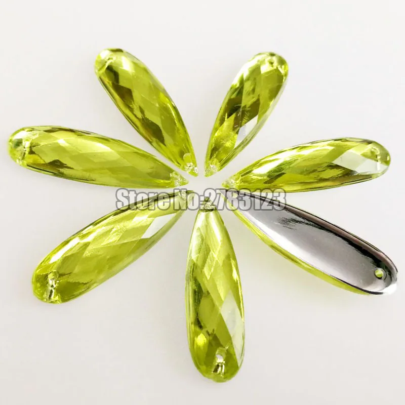 고품질 플랫 백 아크릴 바느질 모조 다이아몬드, DIY 의류 액세서리, 8x21mm, 7x28mm DR, 구멍 2 개, 50 개