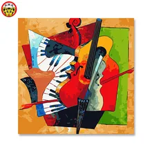 Абстракция абстракция гитара в рамке картины DIY живопись по номерам украшение дома для гостиной DIY цифровой холст масло