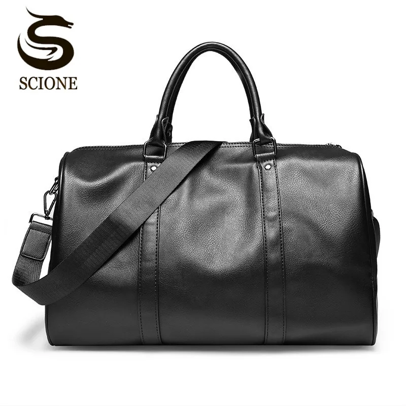 Scione Mens Leather Handbag Waterproof Travel Bags PU Shoulder Bag Large Capacity Duffle bolsa crossbody bolsas | Багаж и сумки