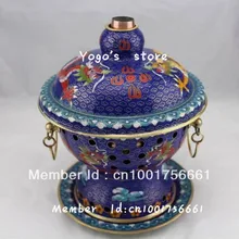 18 см Китай cjewelry Эмаль Медный самовар утолщенный китайский Пекин Cloisnne спирт медь емкость для фондю Медь ручной работы приготовления пищи