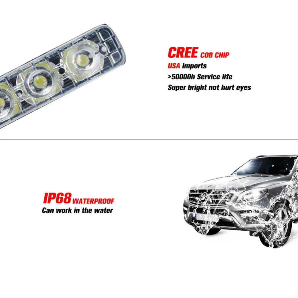 2 шт. светодиодный дневные ходовые огни с объективом DRL 12 в 6000 К автомобильный светильник автомобильный Стайлинг водонепроницаемый автомобильный приветственный светильник