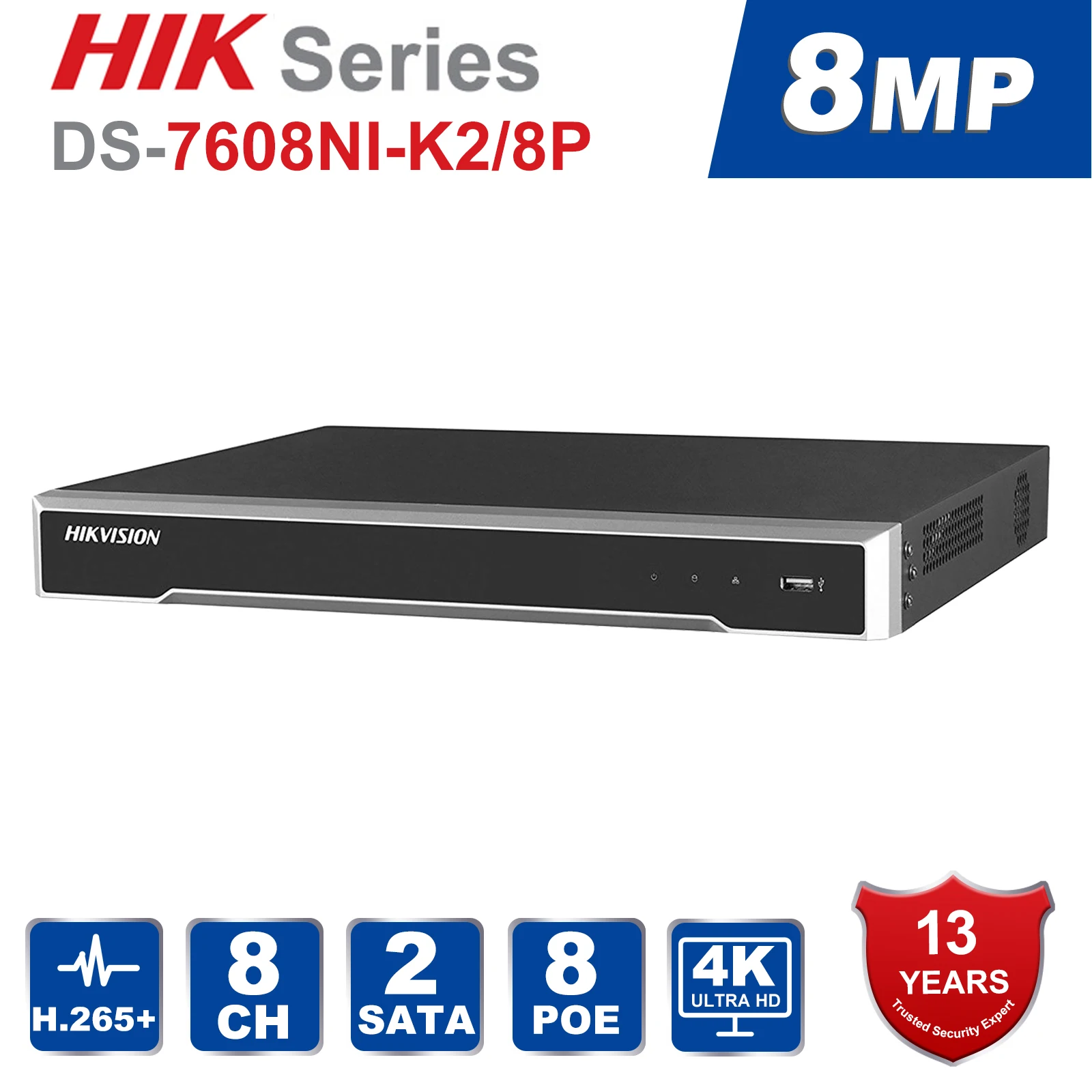 Hikvision оригинальная система видеонаблюдения 8MP камера система 8 каналов PoE NVR и 8 шт ip-камеры с питанием по PoE Купол Открытый HD комплект видеонаблюдения