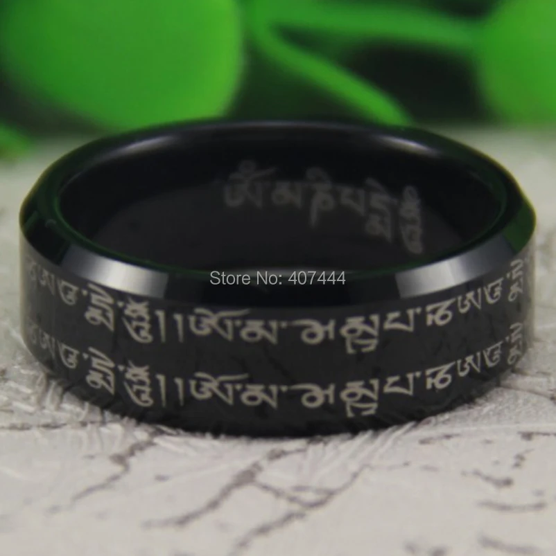 Мужское вольфрамовое кольцо YGK черное из тибетского буддизма 8 мм|wedding rings overstock|ring