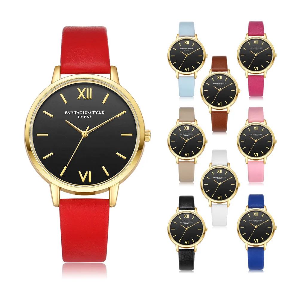 Womens Analog Watch Elegant Quartz Wrist Watch With PU Band