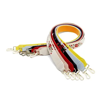 

Colored PU Embroidery Flower Strap Belt Bag Belt Boho Chain Long Shoulder Bag Handle DIY Camera Belt Hot Accessories Women N100