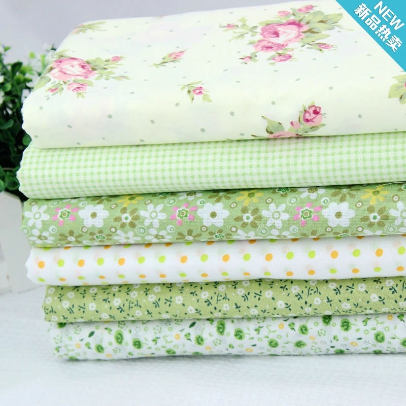 

6pcs Green 100% Cotton Quilting Fabric for DIY Sewing Patchwork Kids Bedding Bags Tilda Doll Baby Cloth Textiles Fabric 50*50cm