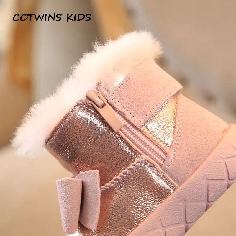 CCTWINS KIDS 2018 Winter Baby Girl Fashion Mid Calf Boot Toddler Brand Butterfly Snow Boot Children Genuine Leather Shoe CS1530