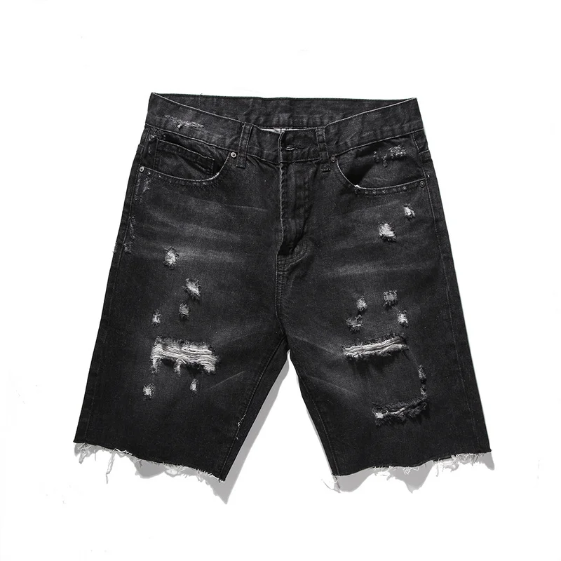 2018 NEW Summer High quality Black Ripped Destroyed hole Mens Denim Shorts hip hop Fashion Casual Dot Zipper Denim Shorts 2018 NEW Summer High quality Black Ripped Destroyed hole Mens Denim Shorts hip hop Fashion Casual Dot Zipper Denim Shorts