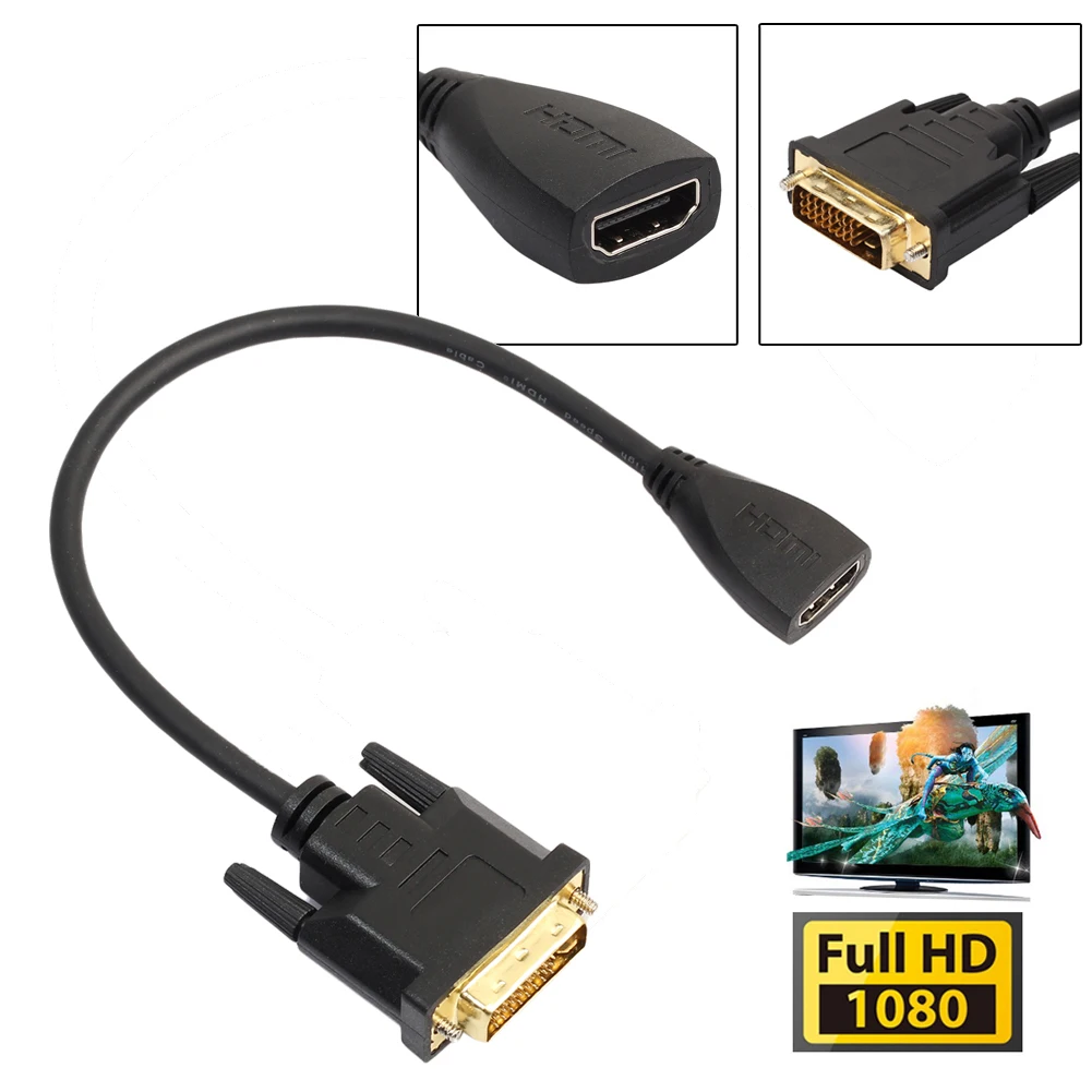 Высокоскоростной DVI-D 24+ 1 контактный штекер HDMI Женский адаптер конвертер кабель для HDTV 1080 P плазменный DVD FW1S
