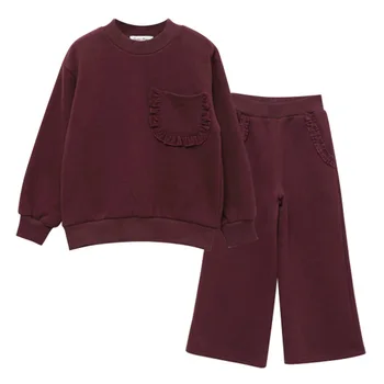 

Teen Girls Clothes set 2018 Autumn Winter Warm Child Clothing Sets Kids velvet Sweatshirts +Ankle-Length Pants 2Pcs Suit Costume
