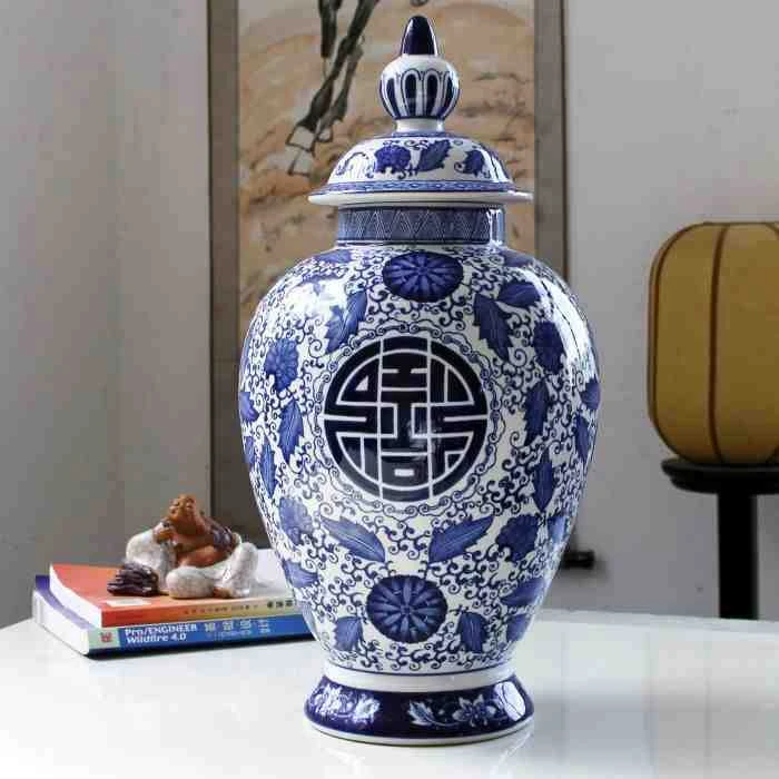 China Ming Style 19 Antique Like Finish Retro Blue and White Porcelain Ancient Figures Temple Ceramic Ginger Jar Vase L4 Jingdezhen 