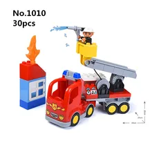 Tamanho grande Diy Blocos de Construção Caminhão de Bombeiros Bombeiro Figura Compatível com L Marca Duplo Brinquedos Educativos para Crianças Caçoa o Presente