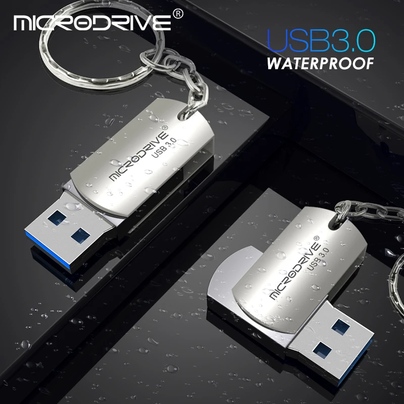 Металлический флеш-накопитель usb 3,0 с цепочкой для ключей 8 ГБ 16 ГБ 32 ГБ 64 Гб 128 Гб карта памяти usb 3,0 флеш-накопитель Удобный для переноски внешний накопитель