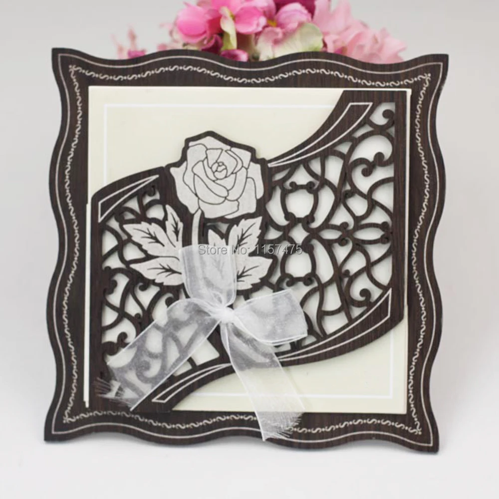 

HI4004 - Classical Carving Wooden Wedding Card with Perisonalized Printing