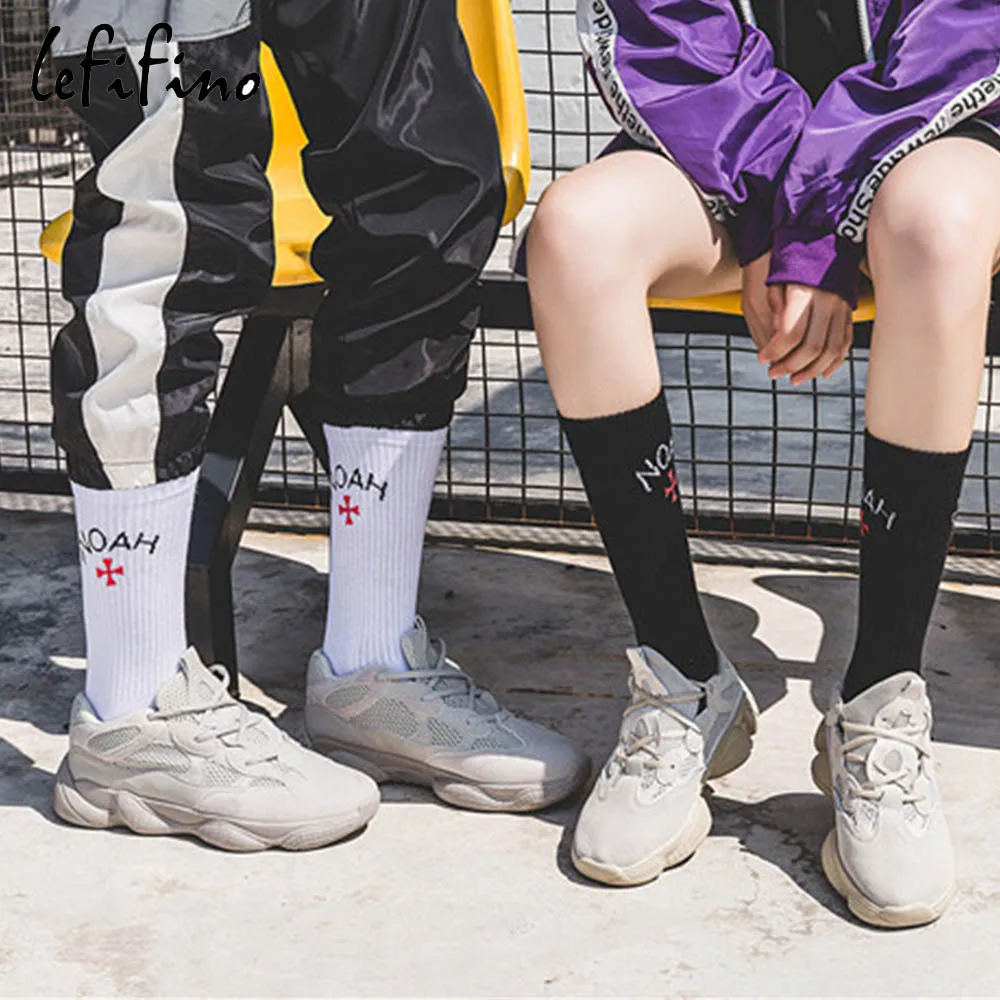 Модные уличные мужские носки в стиле хип-хоп с разноцветными буквами, носки для гольфа, белые и черные женские повседневные носки с крестиками, причудливые носки, новинка Ne79930