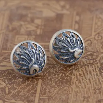 

[silver] silver deer king S925 wholesale sterling silver earrings female phoenix wear peony series explosion Earrings