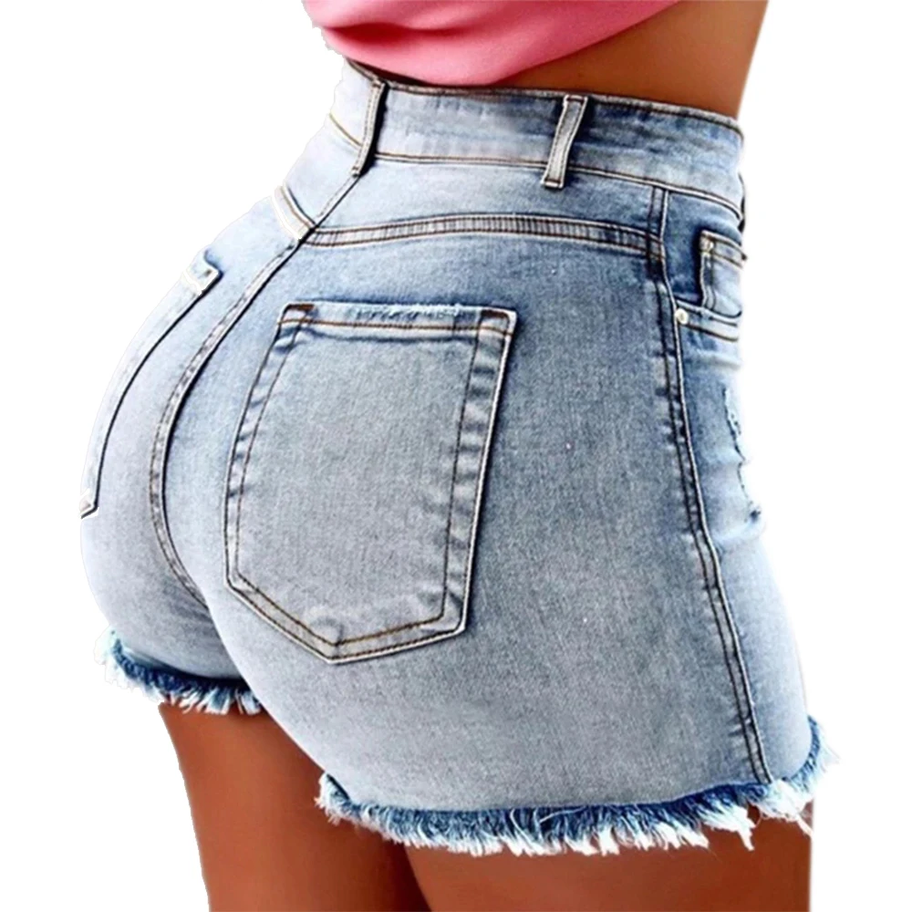 Сексуальные шорты женские летние высокие Джинсовые Шорты повседневные женские джинсы короткие новые женские узкие тонкие джинсовые шорты с пуш-ап горячая распродажа - Цвет: Небесно-голубой