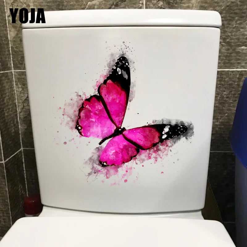 

YOJA 22.6X21.7CM Watercolor Red Butterfly Classic Room Decoration Wall Sticker Creative Bathroom Toilet Decal T1-2013