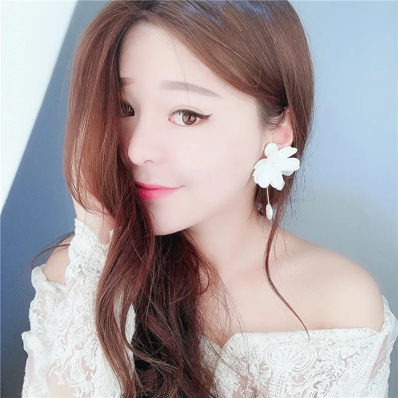 

Ajojewel Women's White Statement Earrings Fabric Flowers Chic Jewelry 2019 Drop Earrings For Party Wedding
