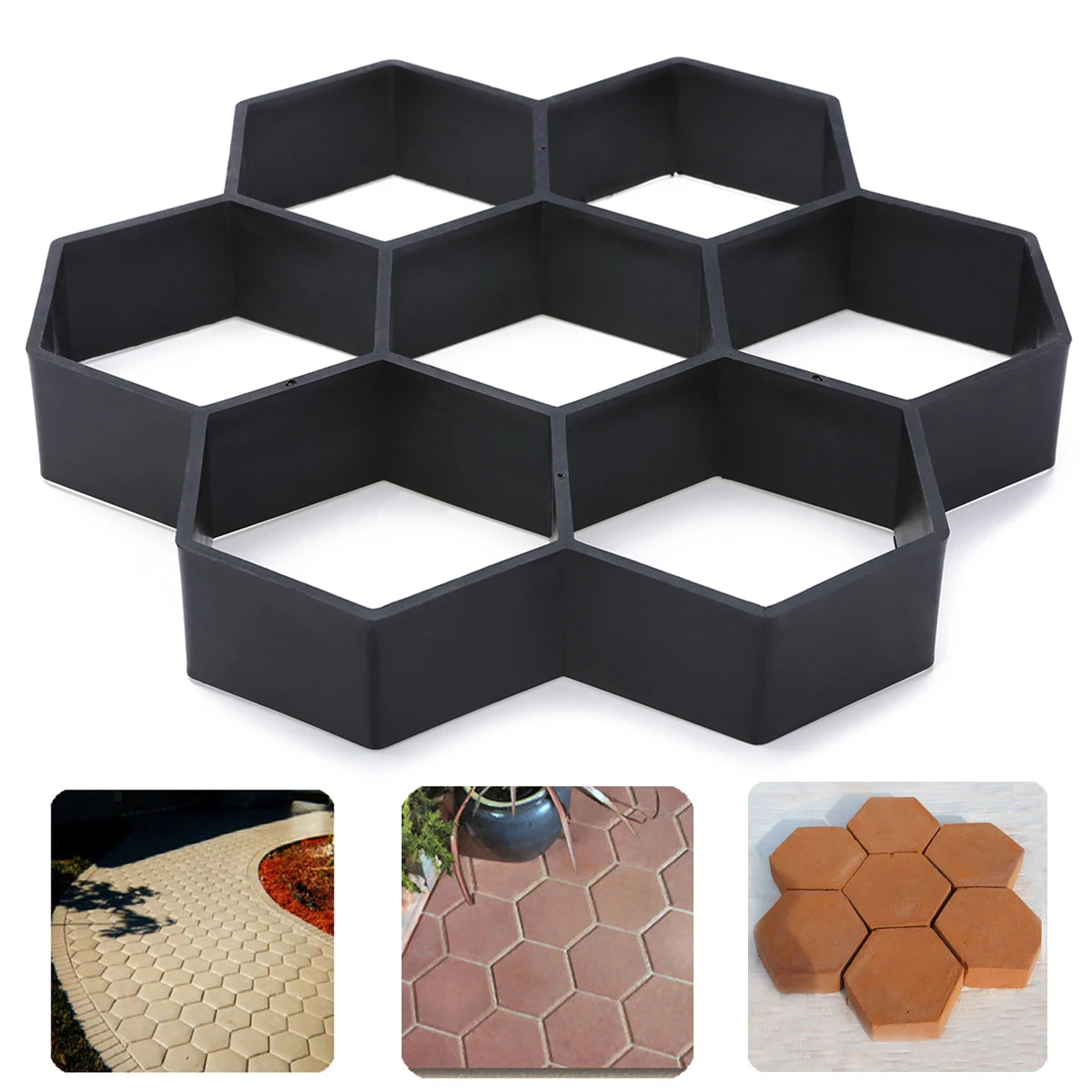 

Black Plastic Driveway Paving Stone Mold Concrete Stepping Pathmate Pavement Mould Paver
