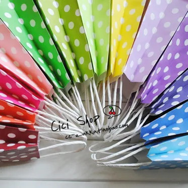 40 шт./лот разноцветный горошек крафт-Бумага Подарочная сумка с ручкой/для рождественской вечеринки пользу