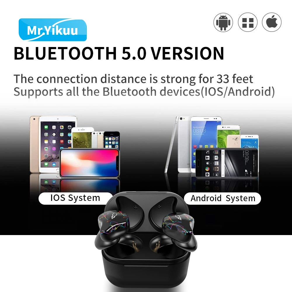 Настоящие беспроводные стерео наушники для игр, Bluetooth 5,0, гарнитура с глубоким басом, беспроводные наушники с микрофоном, гарнитура для sony, samsung, iPhone