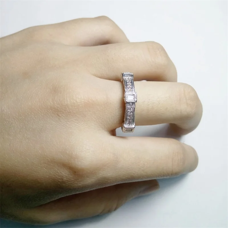 YANHUI, хорошее ювелирное изделие, настоящее солидное 925 набор серебряных колец для Для женщин микро инкрустация Цирконий кольцо Обручальные кольца в подарок 2 шт./компл. KR235