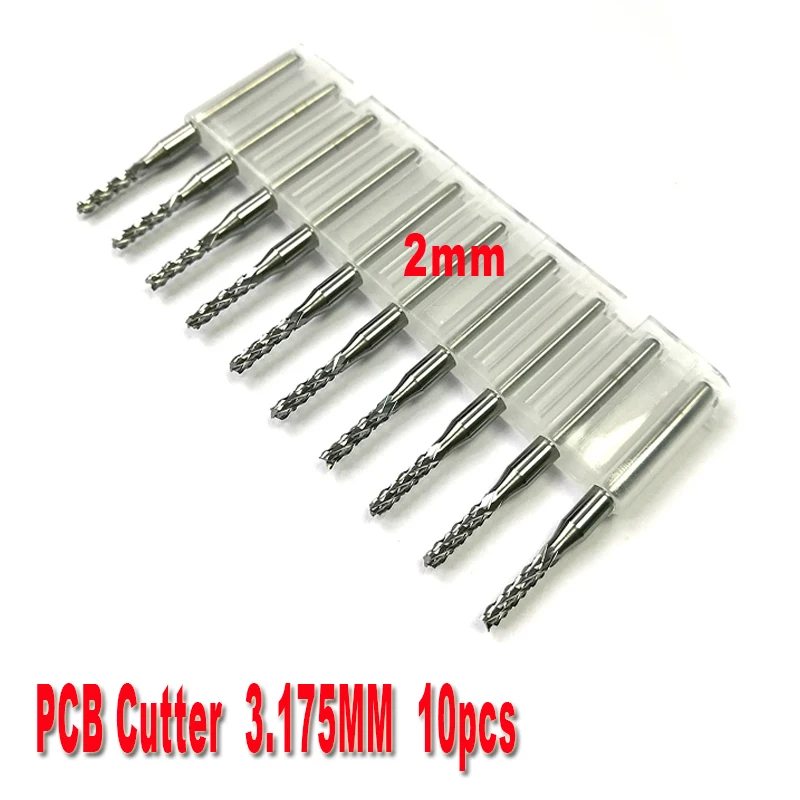 

10pcs 2.0mm PCB end mills Carbide Tools, CNC Cutting Bits, Millinging Cutters Kit for Engraving Mill Machine