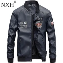NXH Бейсбол jaket Для мужчин зимние Искусственная кожа куртки-бомберы Для мужчин бархат Pu пальто мотоциклетные дери ceket повязки jaqueta de couro