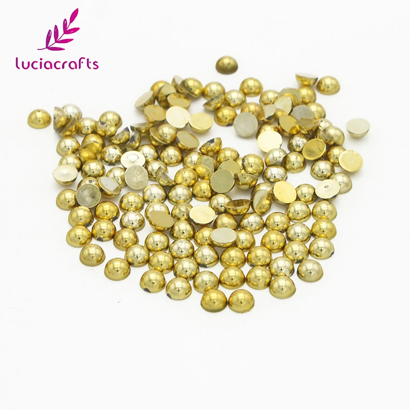 

Lucia crafts 2/3/4/5/6/8/10mm Gold/Silver Flatback Beads Half Round Imitation Pearls For DIY Garment Nail Art Craft F0501